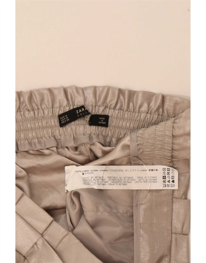 Zara Damen-Caprihose mit hoher Taille, mittelgroß, W28, L21, beige, Polyester