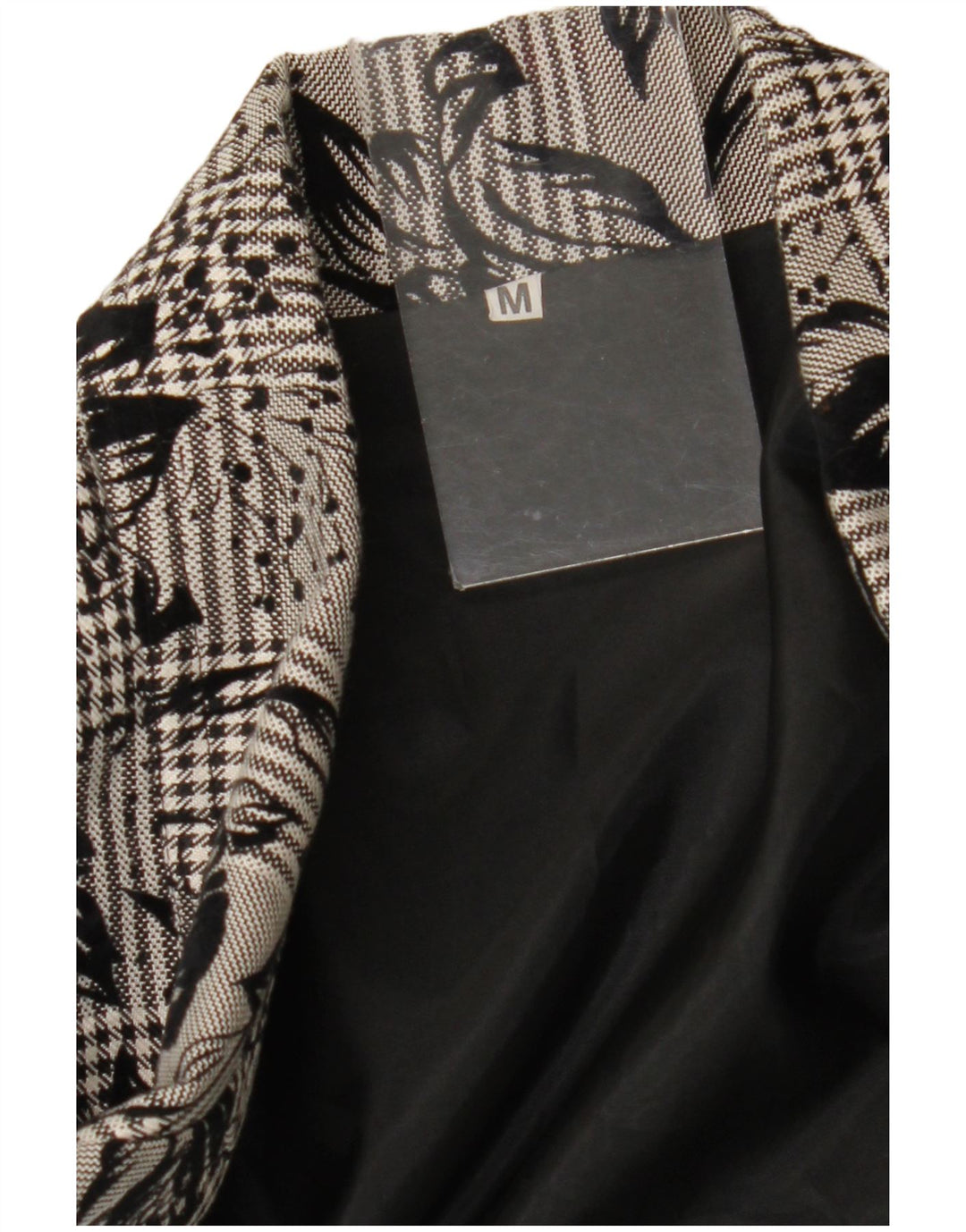 Vintage Damen 1-Knopf-Blazerjacke UK 14 Mittelschwarz geblümt