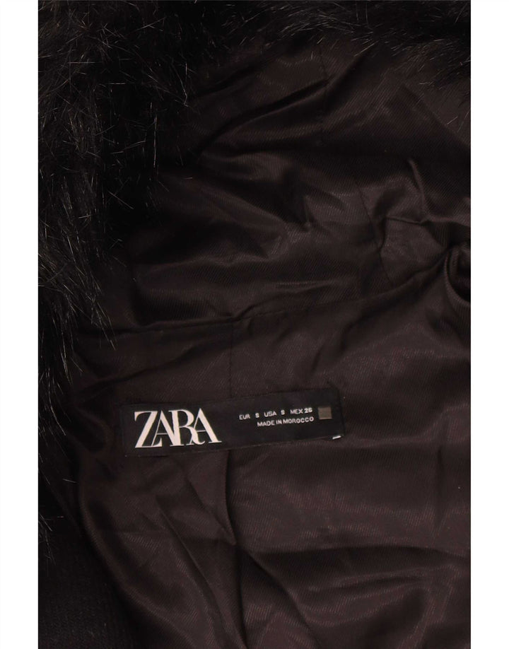 Zara Damen Kurzmantel mit Kapuze, übergroß, Gr. 10, Schwarz