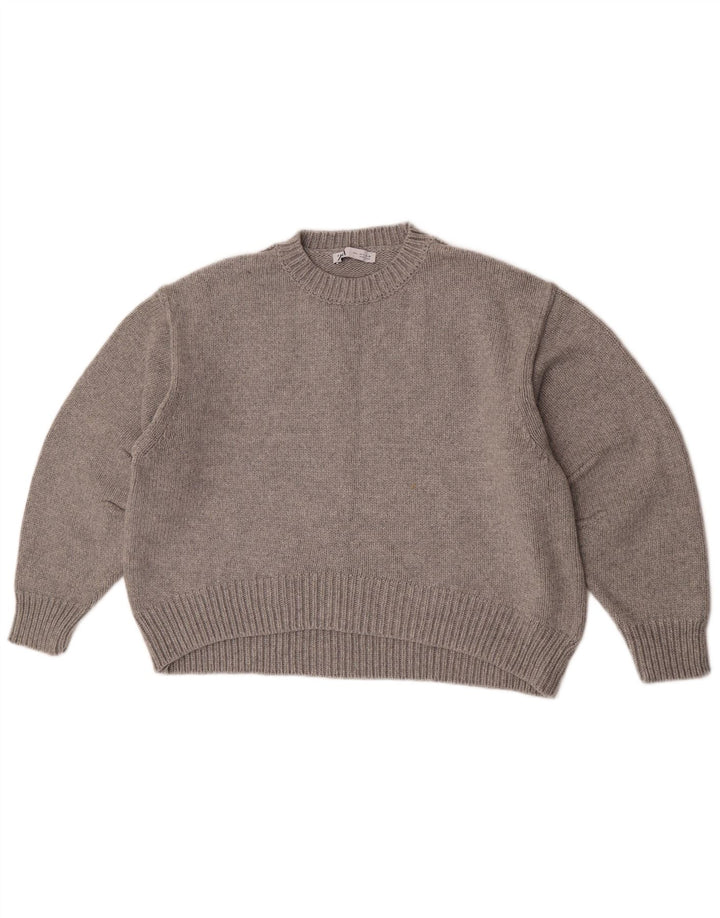Zara Damen-Pullover mit Rundhalsausschnitt, UK 16, Größe L, Grau, Polyamid