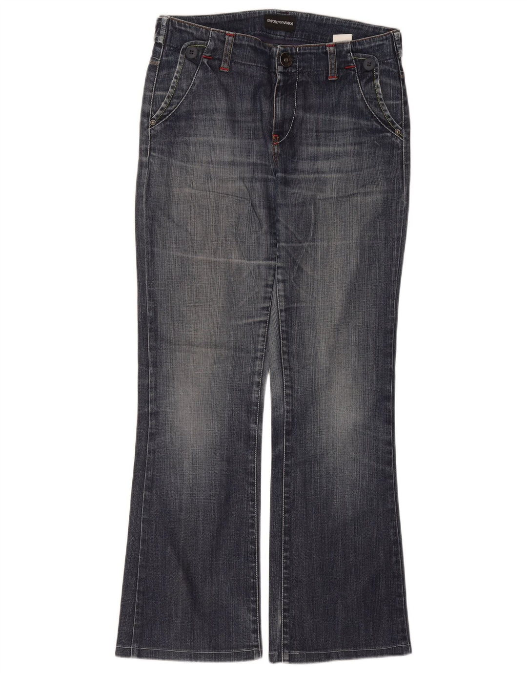 Emporio Armani Damen Bootcut-Jeans W27 L29 Blaue Baumwolle