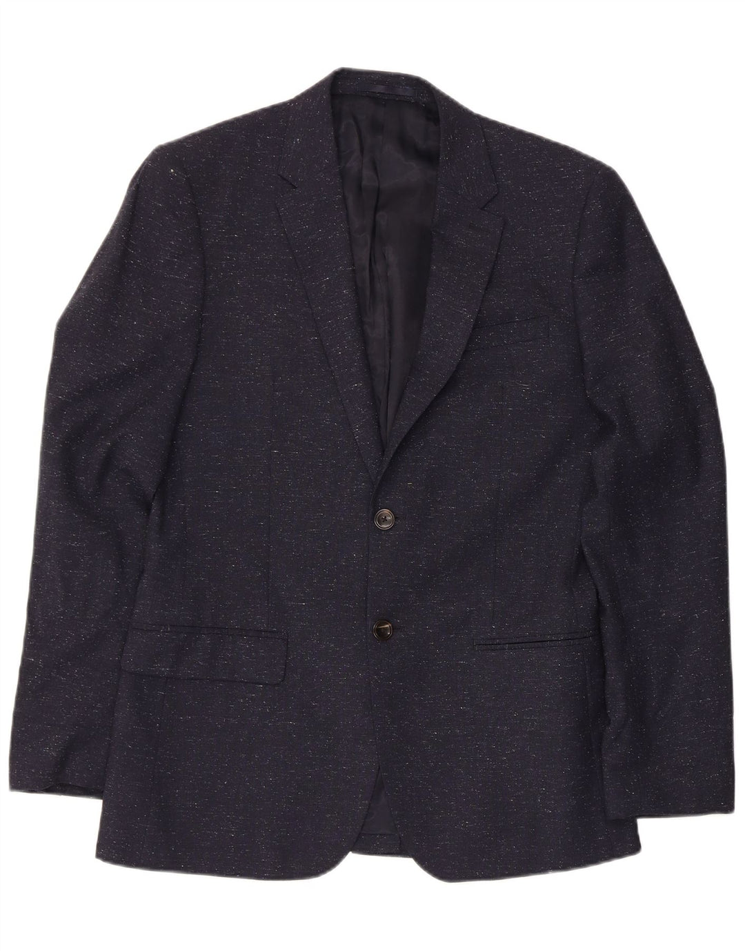 REISS Mens 2 Button Blazer Jacket UK 38 Medium Navy Blue Flecked Wool