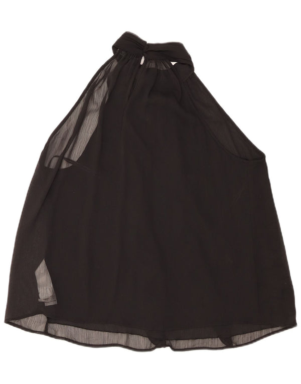 Zara Damen Neckholder-Top mit Rüschen vorne, UK 16, Größe L, Schwarz, Polyester