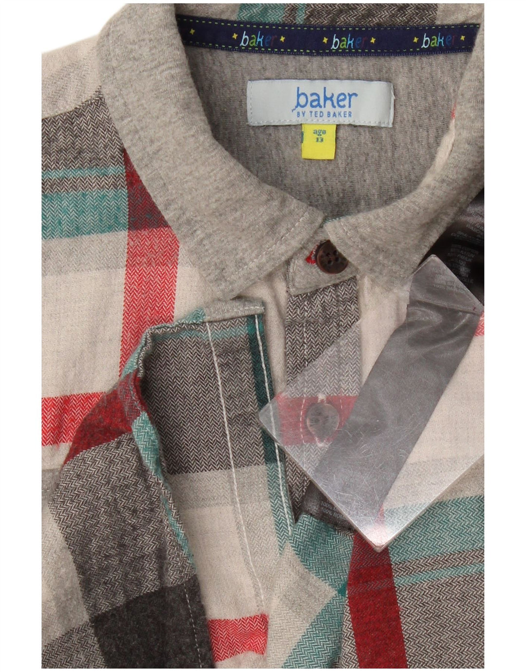 Ted Baker Flanellhemd für Jungen, 12–13 Jahre, grau karierte Baumwolle