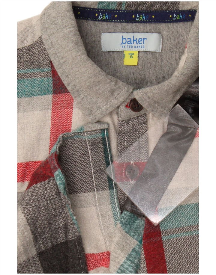 Ted Baker Flanellhemd für Jungen, 12–13 Jahre, grau karierte Baumwolle