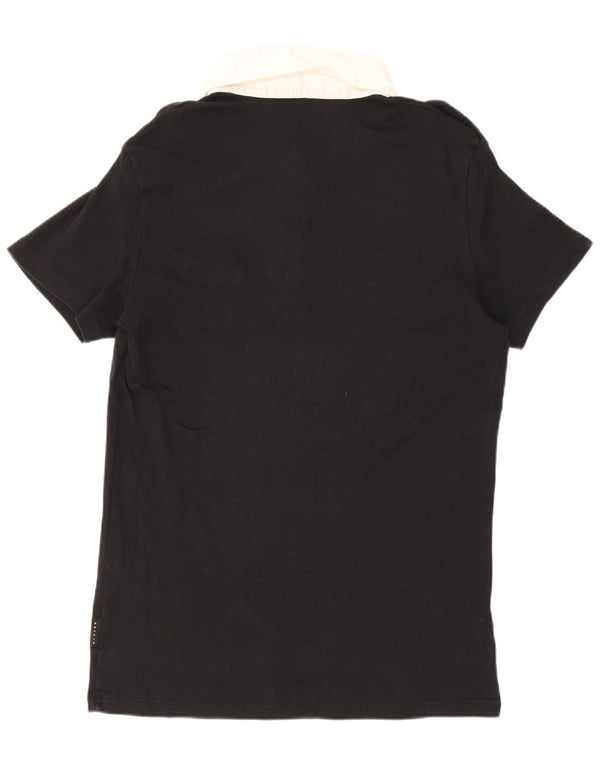 Sisley Herren-Militär-Poloshirt, mittelgroß, Schwarz, Farbblock