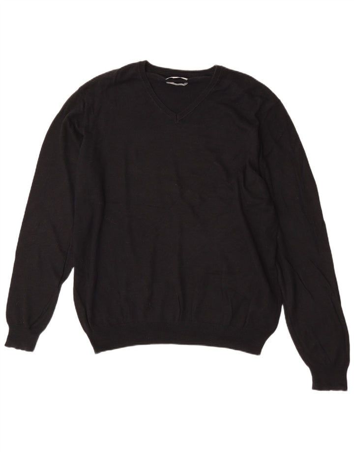 Marks & Spencer Damen-Pullover mit normaler Passform und V-Ausschnitt, Gr. 42, Größe L, Schwarz