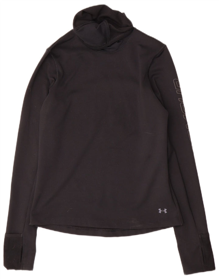 Under Armour Damen Cold Gear Graphic Top Langarm UK 10 Small Schwarz