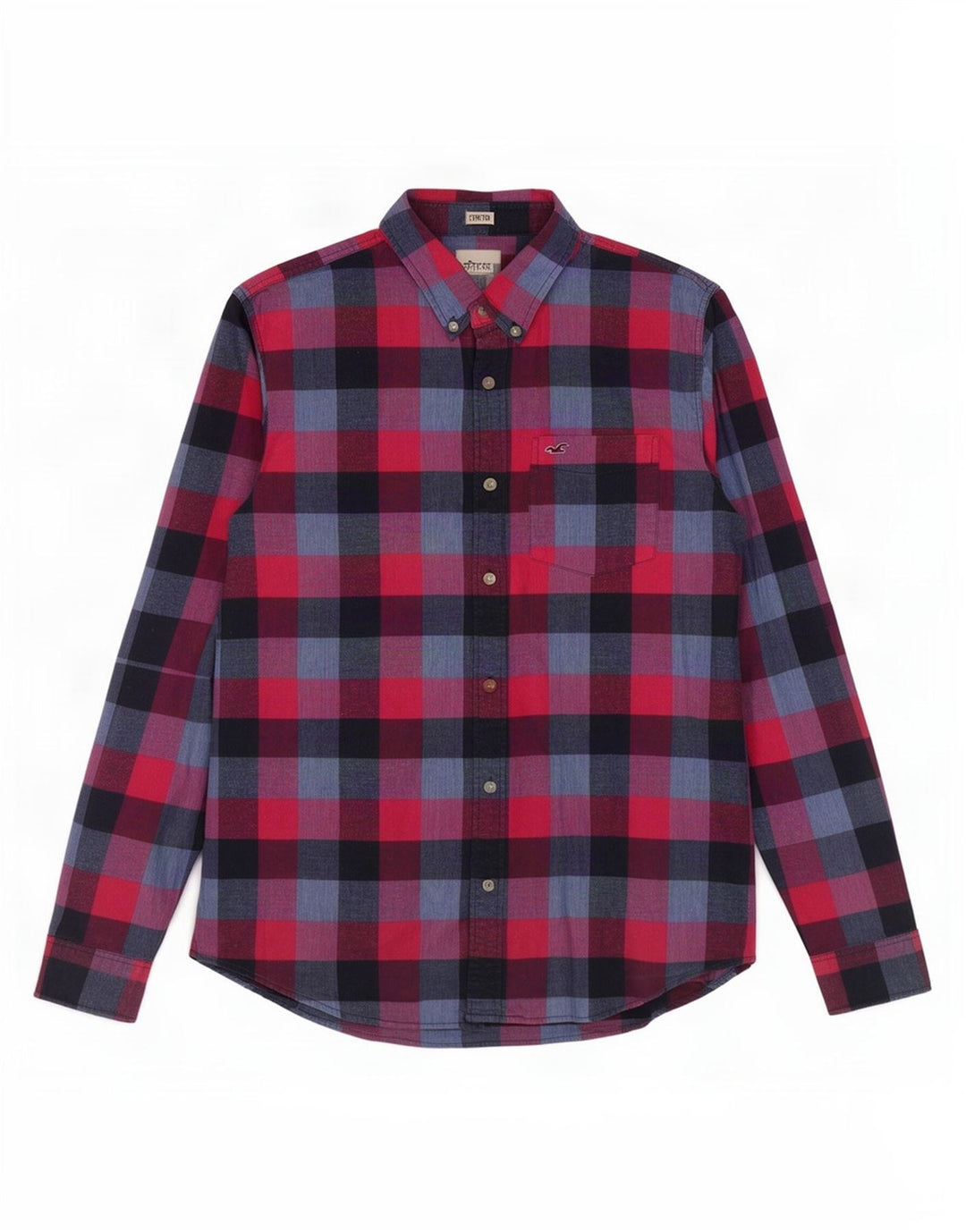 Hollister Herrenhemd 2XL, rot kariert, Baumwolle