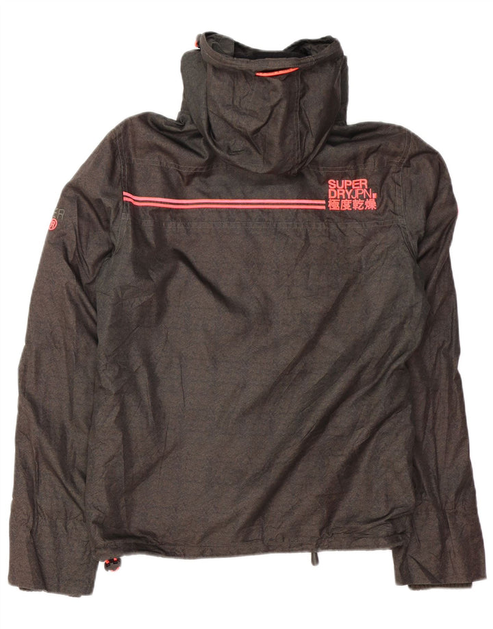 SUPERDRY Herren-Windbreakerjacke mit Kapuze, UK 36, kleines graues Fischgrätenmuster