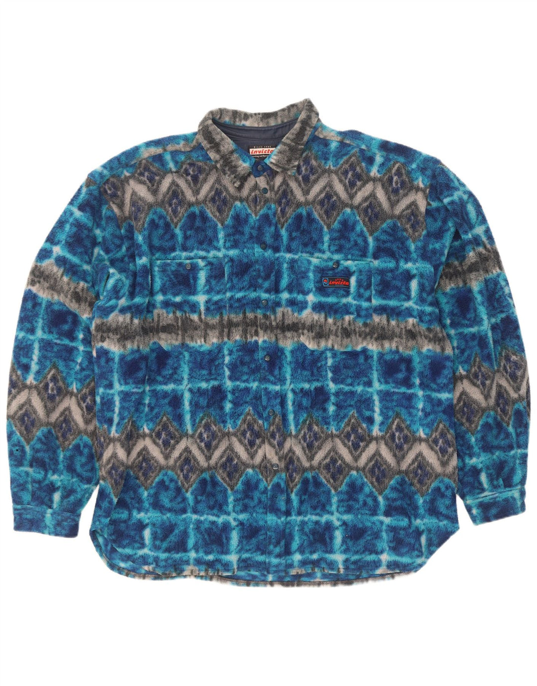Invicta Herren-Fleece-Hemd XL, blaues Argyle/Diamant-Polyester