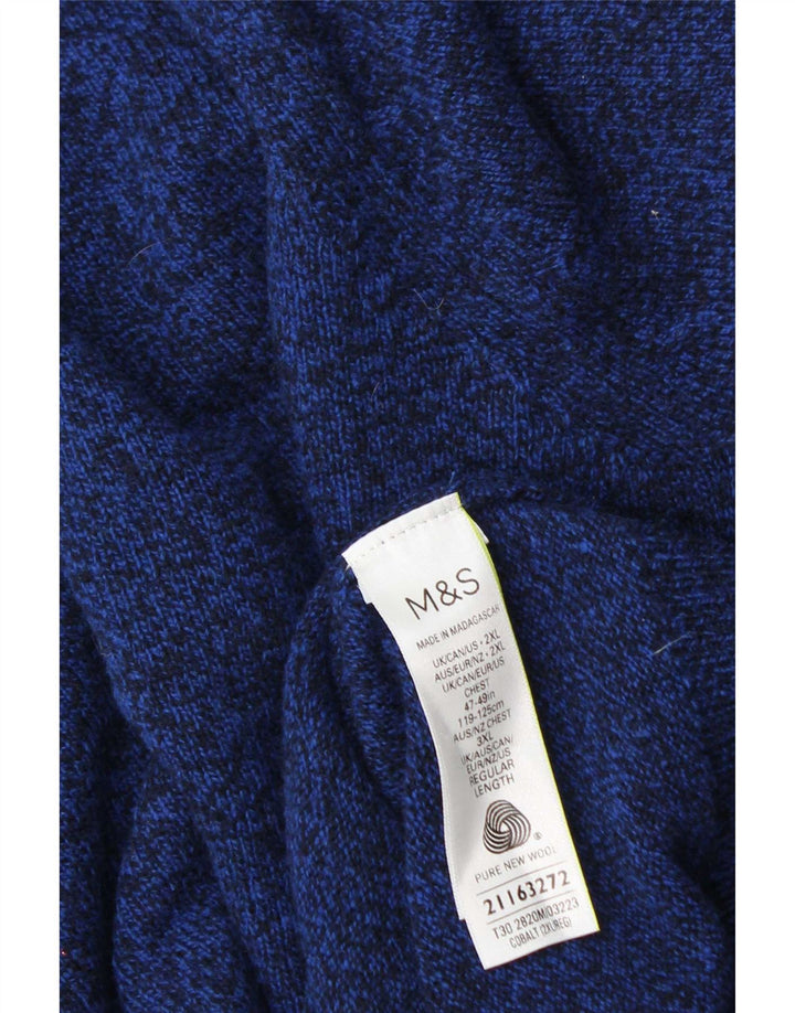 Marks & Spencer Herren-Pullover mit Rundhalsausschnitt, 2XL, blaue Wolle