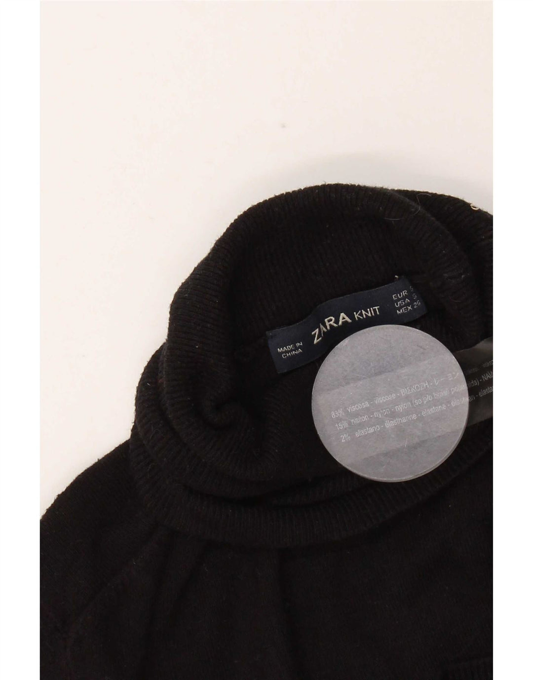 Zara Damen-Pullover mit Rollkragen, Gr. 8, Größe S, schwarze Viskose