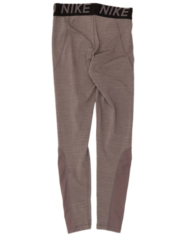 Nike Damen Dri Fit Graphic Leggings UK 14 Mittelgrau Farbblock