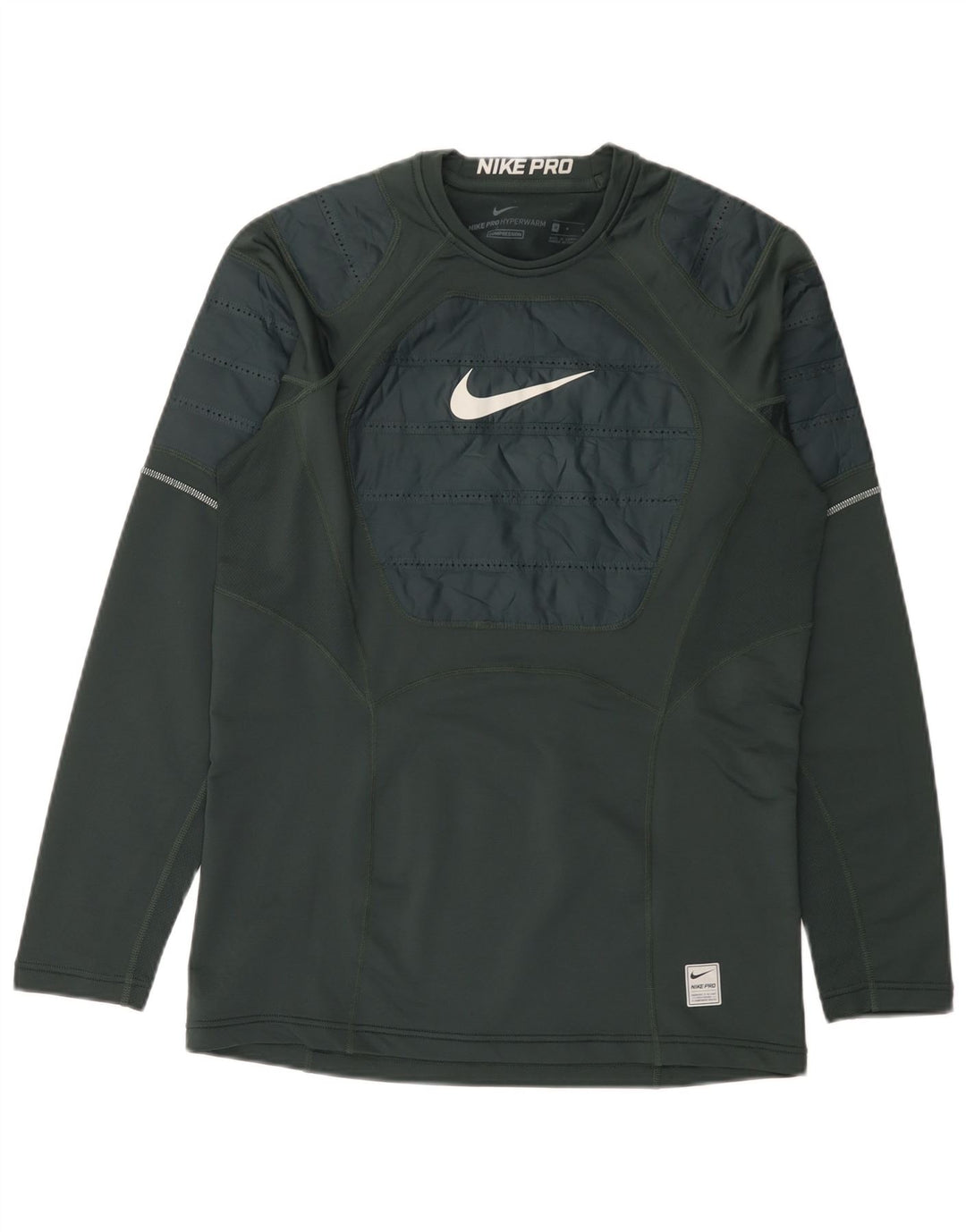 Nike Herren-Grafikoberteil mit langen Ärmeln, Mittelgrünes Farbblock-Polyester