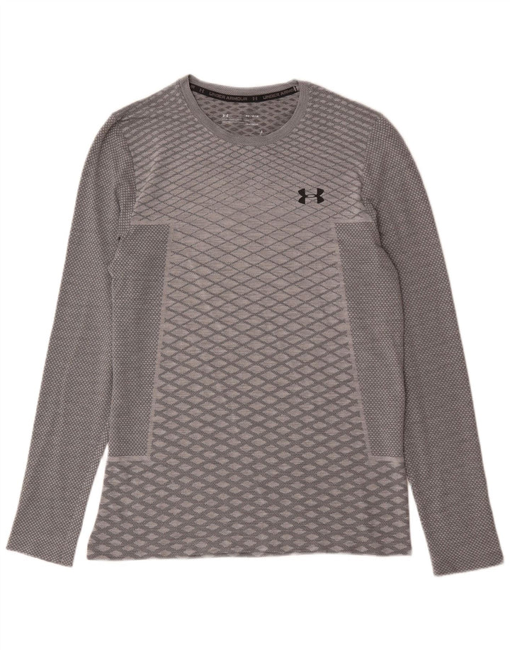 Under Armour Herren Heat Gear Top Langarm Mittelgrau Geometrisch