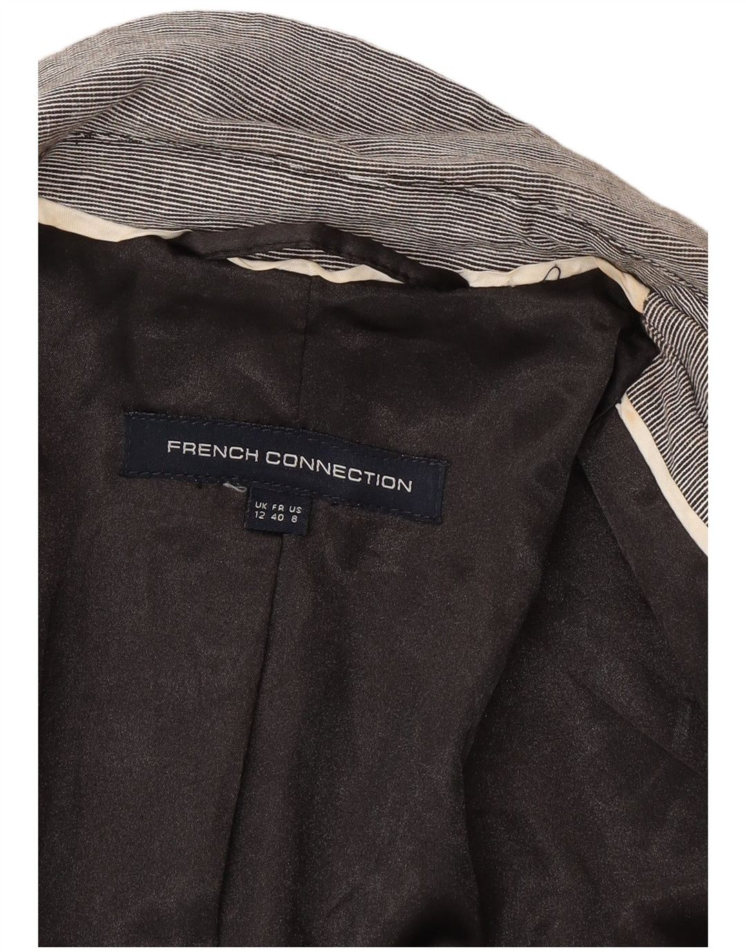 French Connection Damen-Blazer mit 2 Knöpfen, UK 12, mittelgrau, Nadelstreifen