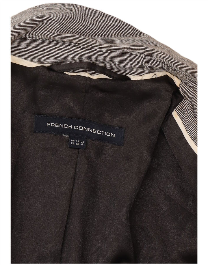 French Connection Damen-Blazer mit 2 Knöpfen, UK 12, mittelgrau, Nadelstreifen