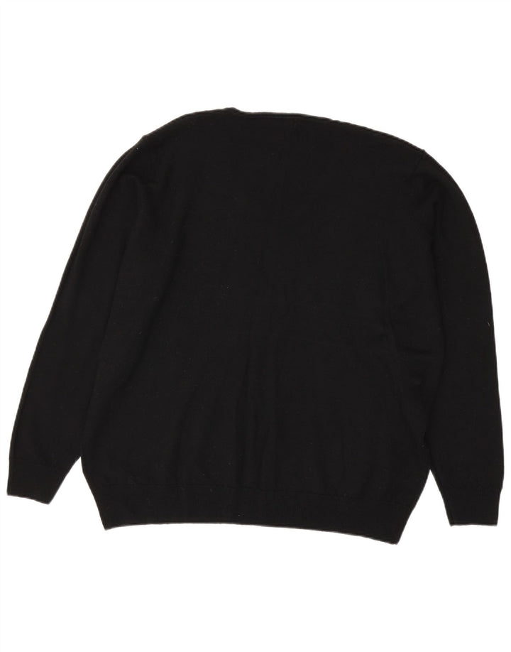 Marks & Spencer Damen-Pullover mit V-Ausschnitt, UK 20 2XL, schwarze Wolle