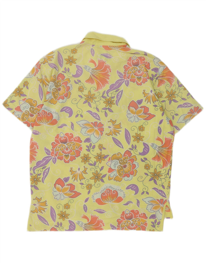 Benetton Herren-Poloshirt mit normaler Passform, mittelgelbe Baumwolle mit Blumenmuster