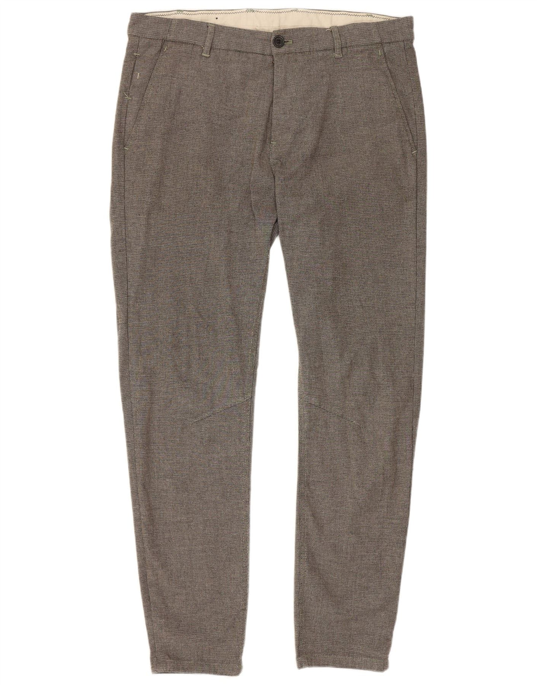 Zara Damen Slim Chino Hose EU 42 Large W32 L28 Grau Polyester