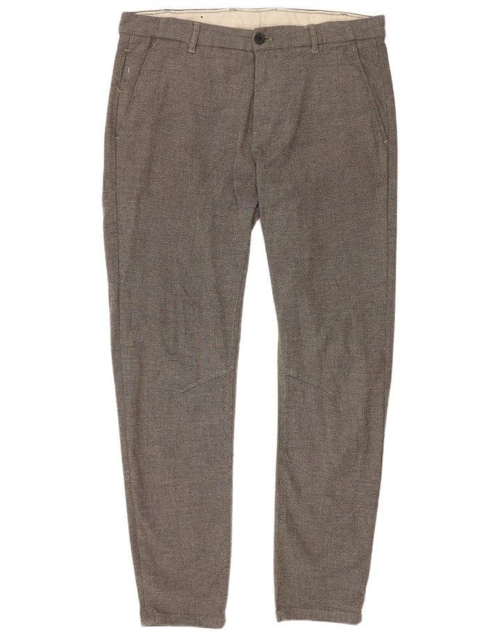 Zara Damen Slim Chino Hose EU 42 Large W32 L28 Grau Polyester