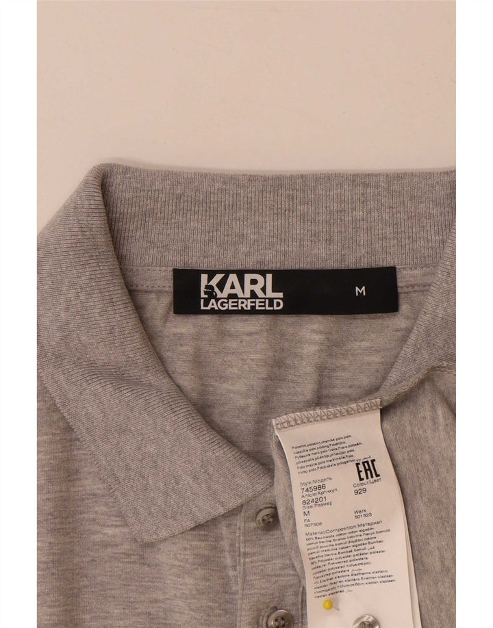 Karl Lagerfeld Herren-Poloshirt mit Grafik, mittelgrau gesprenkelte Baumwolle