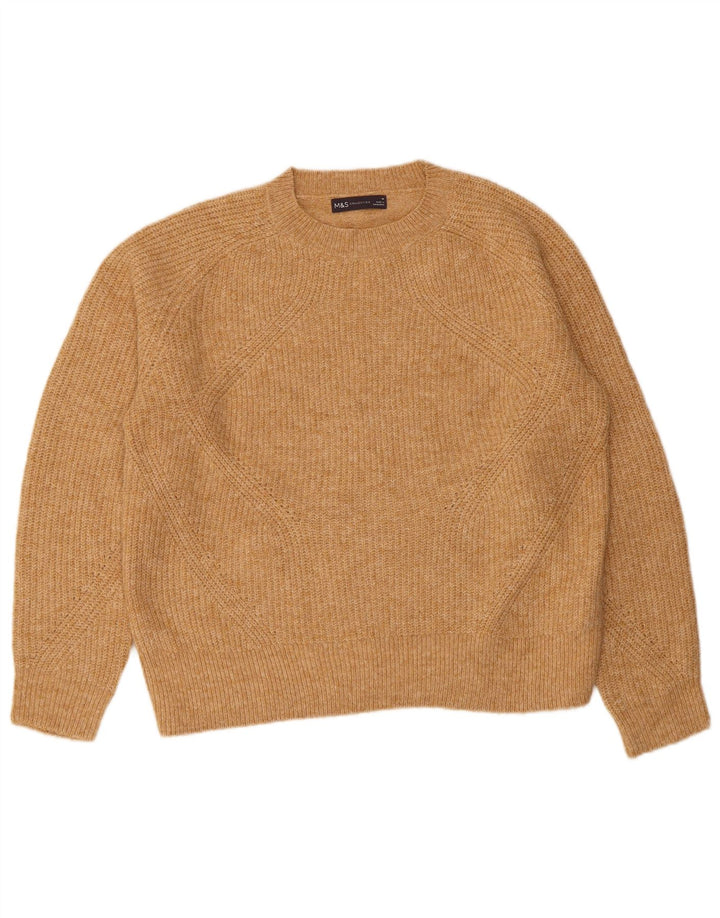 Marks & Spencer Damen-Pullover mit Rundhalsausschnitt, UK 14, Mittelbeige, Acryl