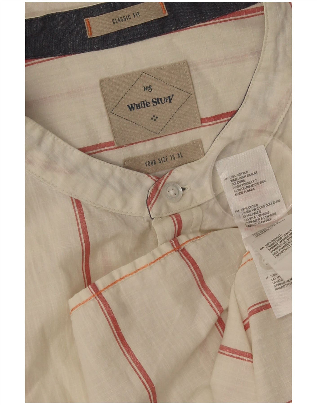 White Stuff Herren-Hemd mit klassischer Passform, XL, weiß gestreift, Baumwolle