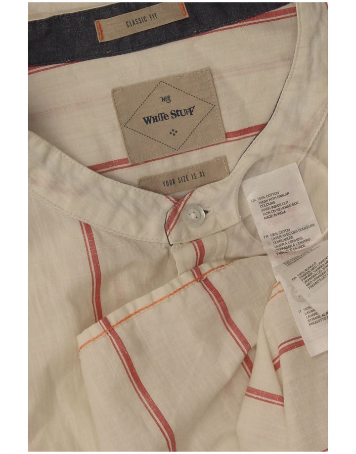 White Stuff Herren-Hemd mit klassischer Passform, XL, weiß gestreift, Baumwolle