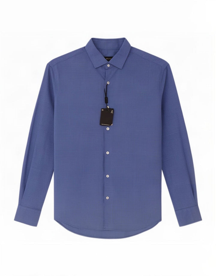 Massimo Dutti Herrenhemd XL, blau kariert, Baumwolle