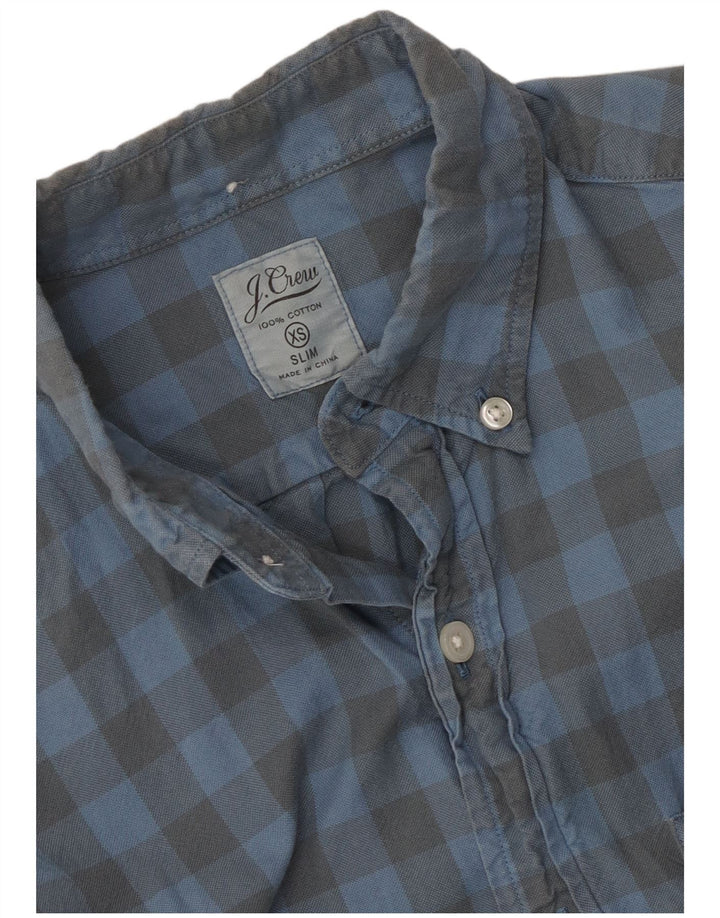 J. Crew Slim Flanellhemd für Herren, XS, Baumwolle, blau, Gingham-Karomuster