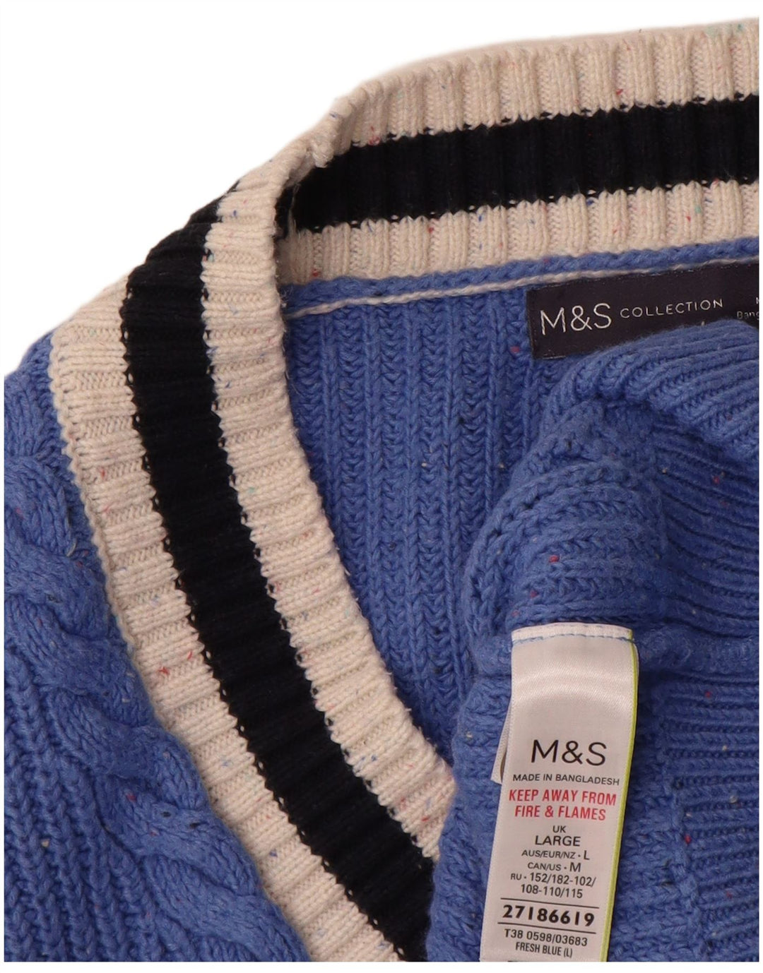 Marks & Spencer Damen-Strickjacke in Übergröße, Gr. 16, Größe L, Blau, Baumwolle