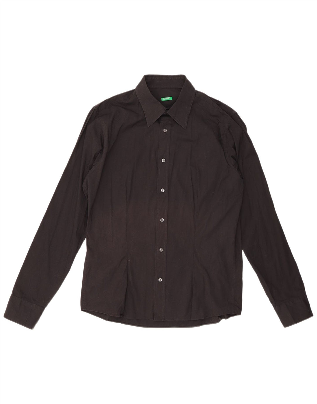 BENETTON Herrenhemd XL, schwarze Baumwolle