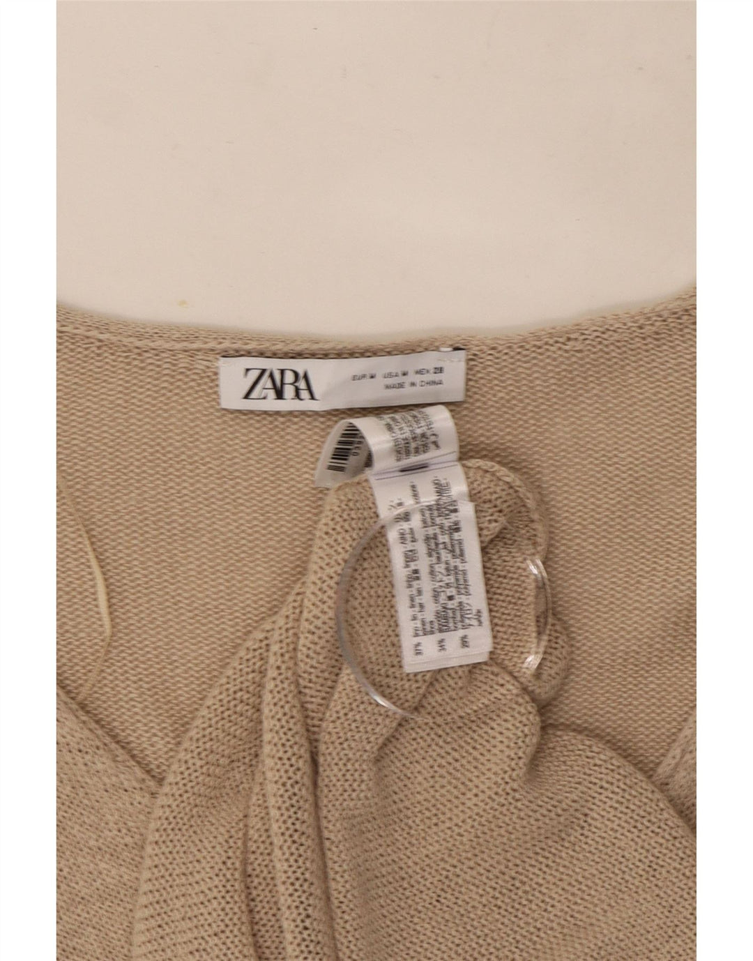 Zara Damen-Cardigan-Pullover UK 14 Mittelbeiges Leinen