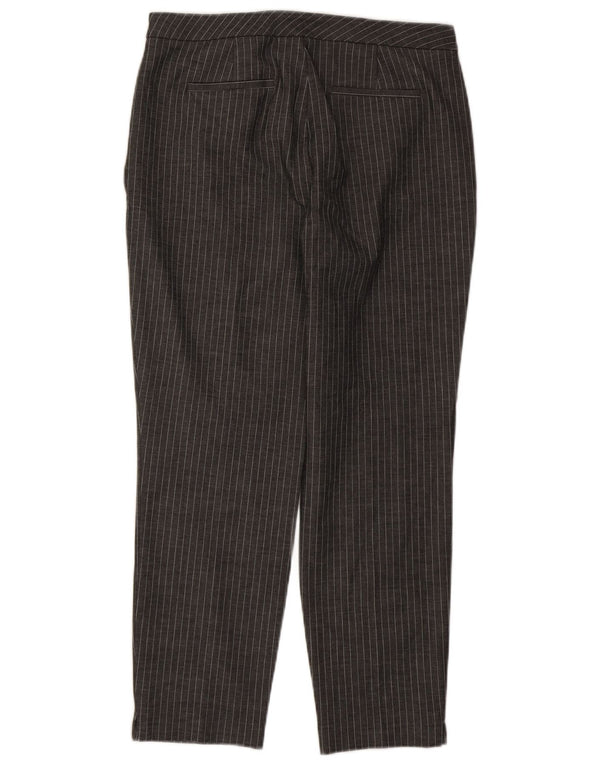 Marks & Spencer Damen Chinohose UK 14 Large W32 L26 Grauer Nadelstreifen