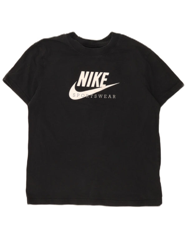 Nike Womens Graphic T-Shirt Top UK 6 XS Schwarz Colourblock Baumwolle