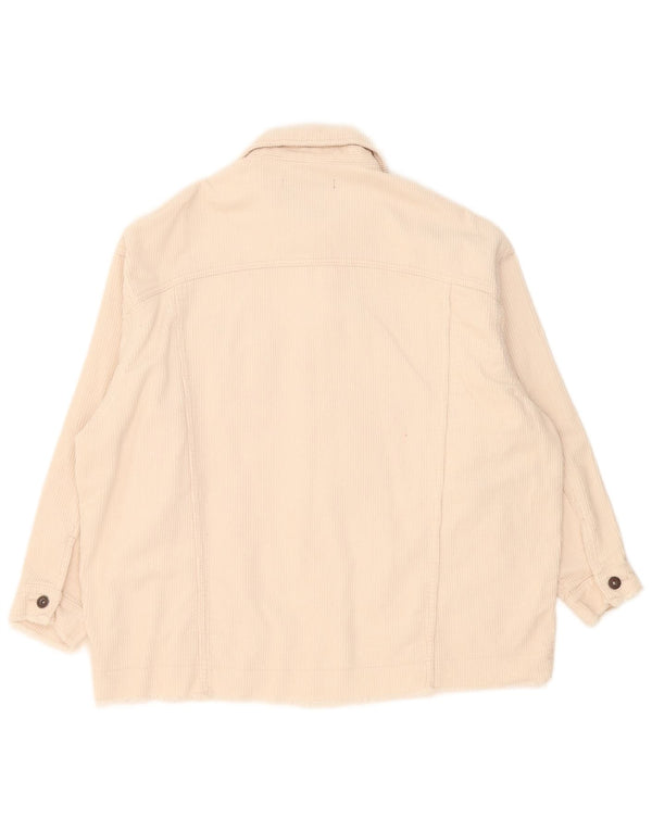 Zara Damen Übergroße Cordjacke UK 16 Large Beige Baumwolle