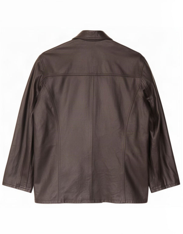 Bayside Herren Zweireihige Lederjacke UK 44 2XL Schwarz