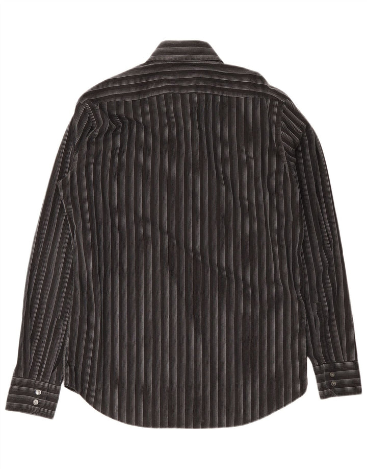 Hugo Boss Herrenhemd Größe 39 15 1/2 Medium Schwarz gestreift