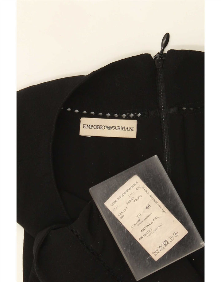 Emporio Armani Damen Crop Neckholder Top IT 46 Große schwarze Wolle