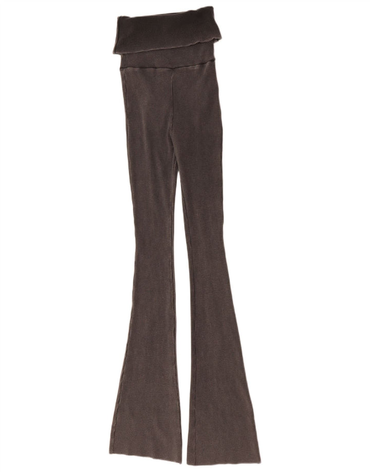 Zara Damen Flare Leggings UK 8 Small Graue Baumwolle