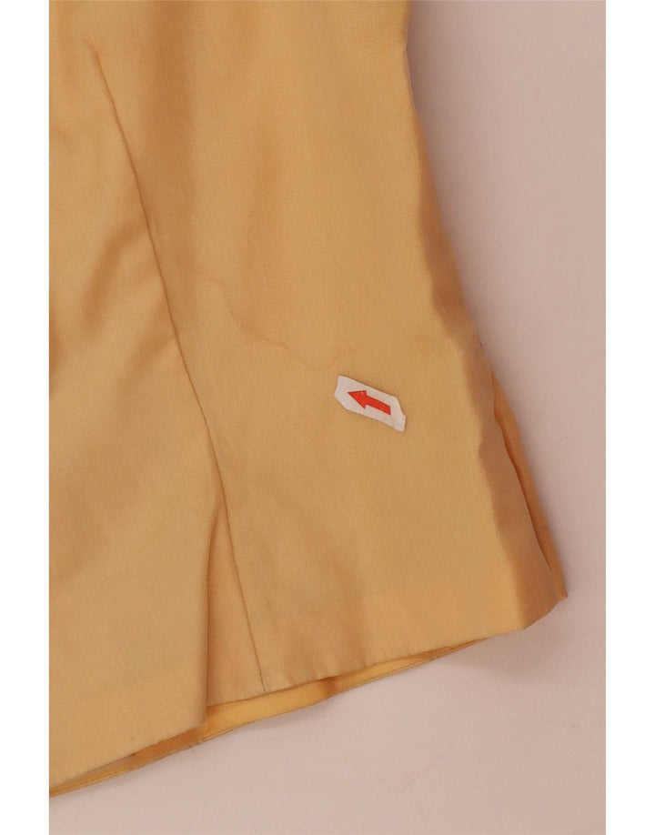 Vintage Damen Crop Ärmelloses Blusentop UK 12 Mittelgelb