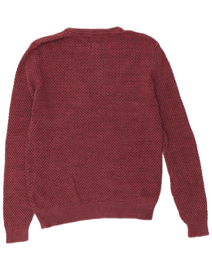 Marks & Spencer Herren-Pullover mit Rundhalsausschnitt, mittlerer burgunderroter Baumwolle