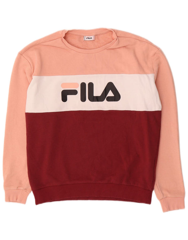 FILA Damen Sweatshirt-Pullover UK 16 Large Mehrfarbiger Farbblock