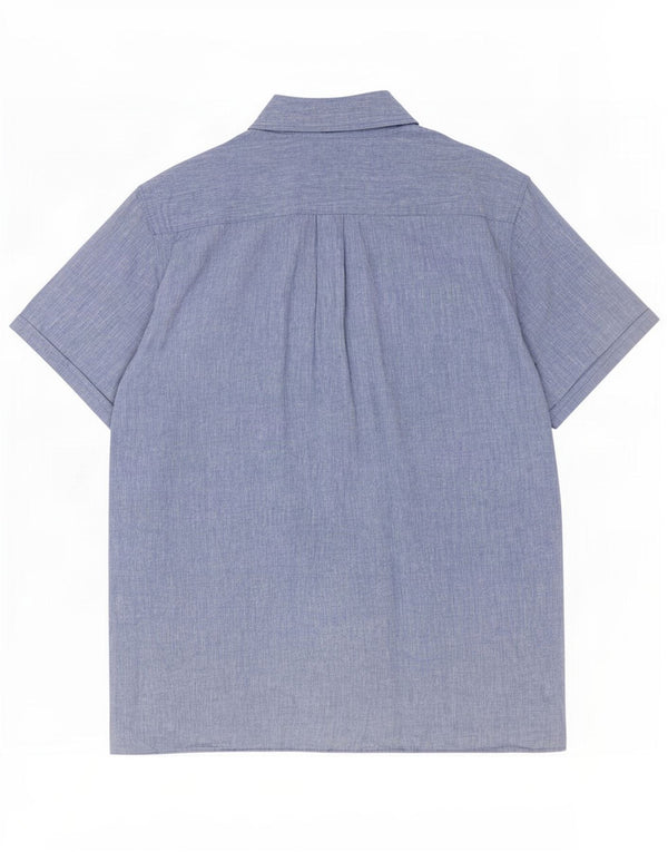 Barbour Mens Short Sleeve Regular Fit Shirt Large Blue Linen