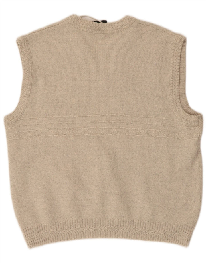 WESTBURY Herren Weste Tank Top IT 48/50 Mittelbeige gesprenkelte Wolle