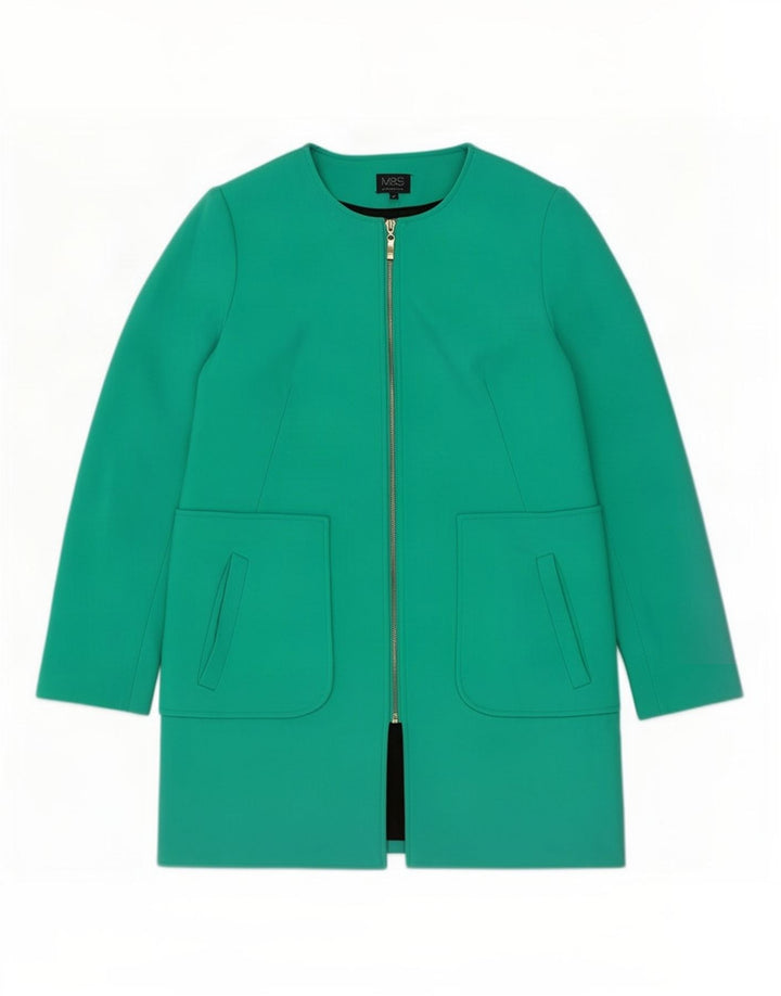 Marks & Spencer Damen-Mantel mit durchgehendem Reißverschluss, UK 12, mittelgrün, Polyester