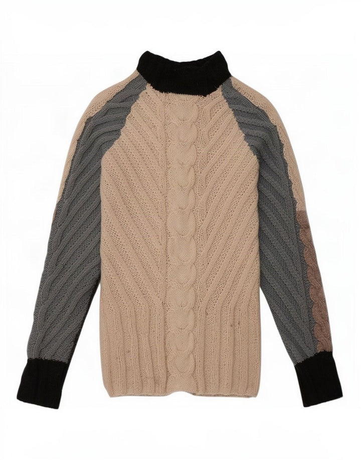 Vintage Damen Rollkragenpullover Pullover UK 10 Klein Mehrfarbig