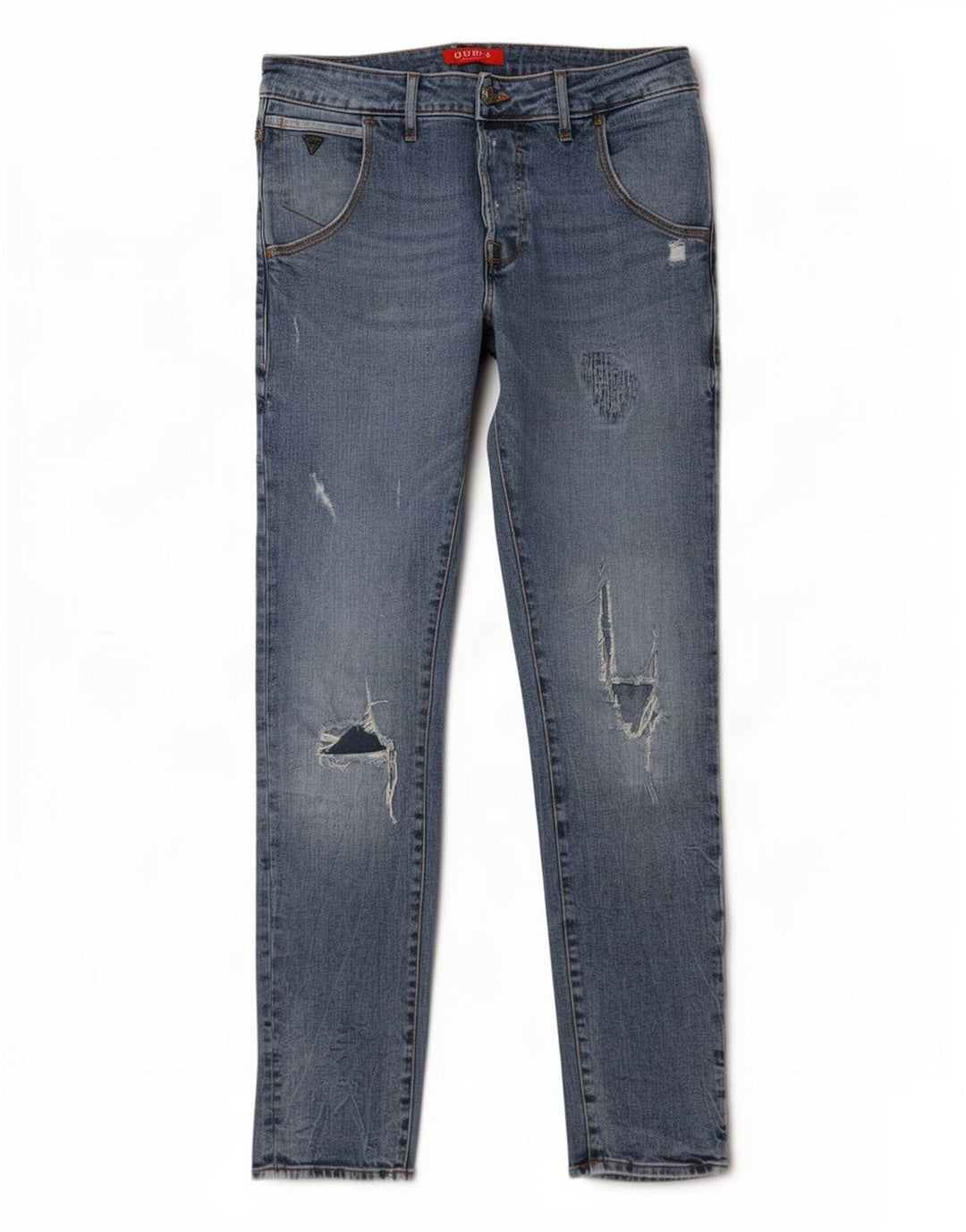 Guess Herren Distressed Slim Jeans W32 L30 Blaue Baumwolle